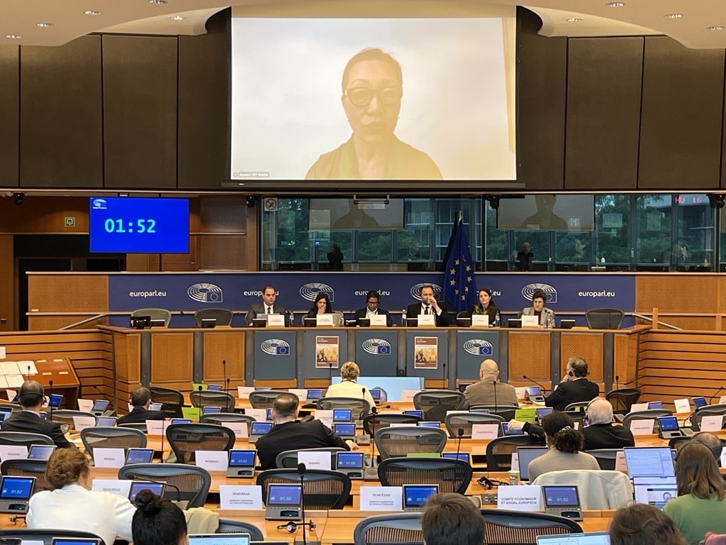 ICT President Tencho Gyatso addressing the Subcommittee on Human Rights on 6 May. (Photo: ICT)